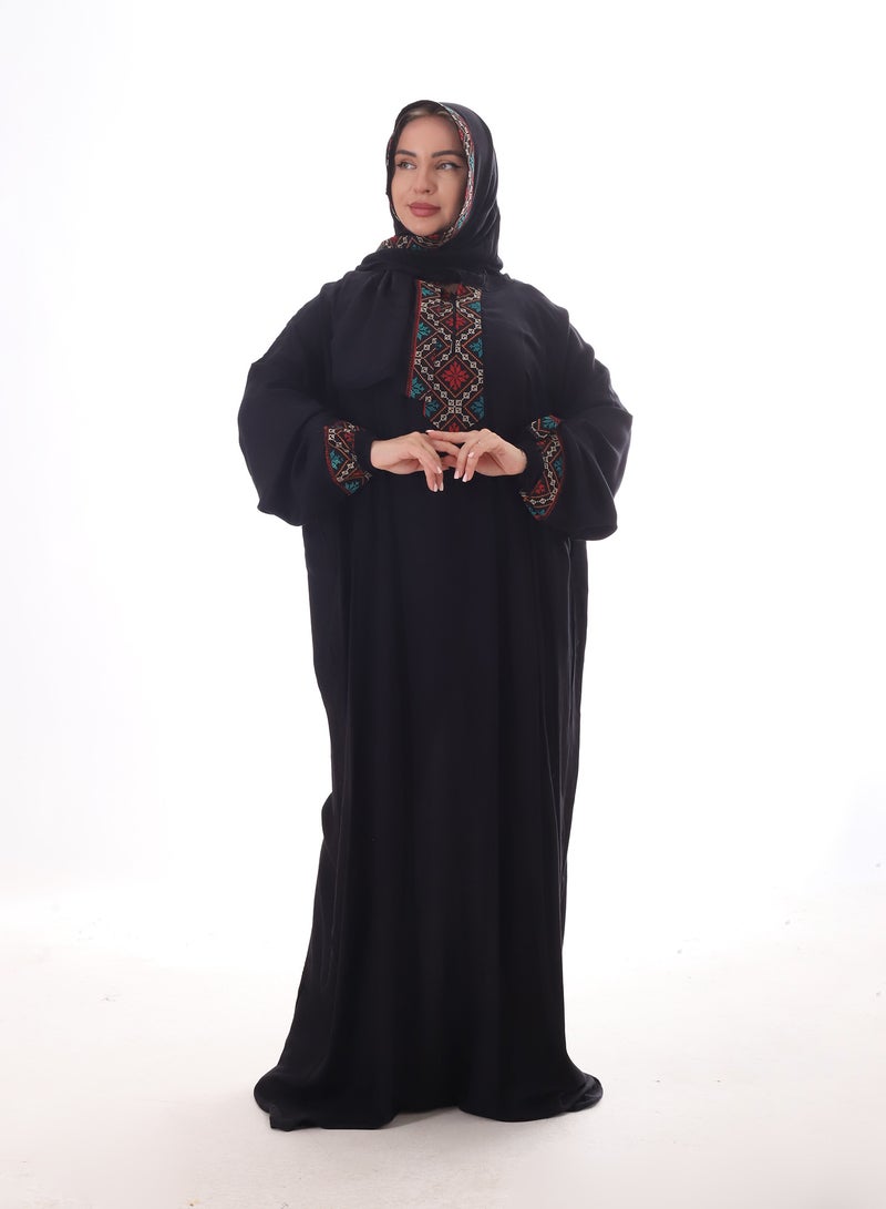 بيبو اسدال حريمي طويل اكمام طويلة مع طرحة - Image 1