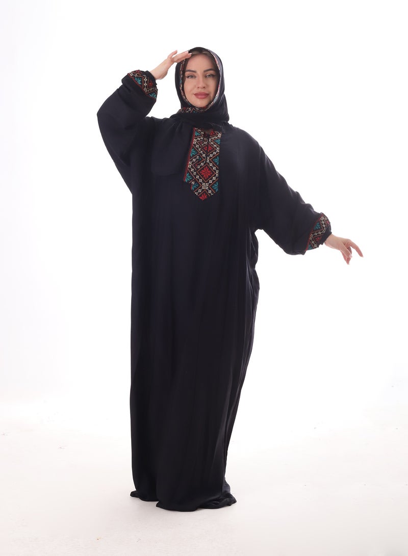 بيبو اسدال حريمي طويل اكمام طويلة مع طرحة - Image 2
