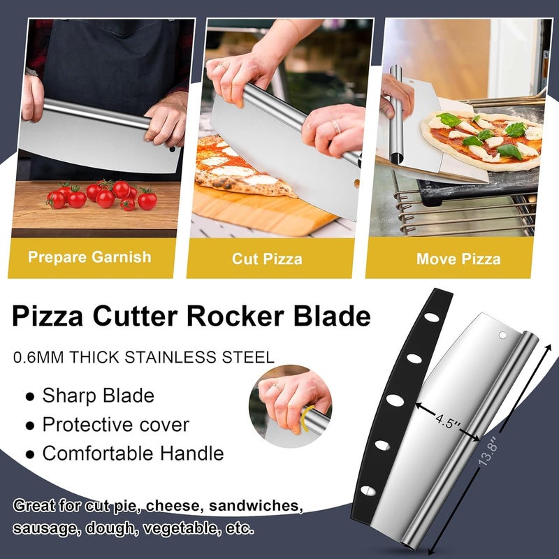Joyfair Pizza Peel Aluminum Pizzas Spatula (12 Inch), Long Handle Metal Pizza Paddle with Cutter Rocker Pizza Oven Accessories Turning Tool Kit, Commercial Grade (Extent length 38.5’’ to 49’’) - Image 4