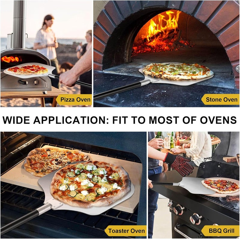 Joyfair Pizza Peel Aluminum Pizzas Spatula (12 Inch), Long Handle Metal Pizza Paddle with Cutter Rocker Pizza Oven Accessories Turning Tool Kit, Commercial Grade (Extent length 38.5’’ to 49’’) - Image 5