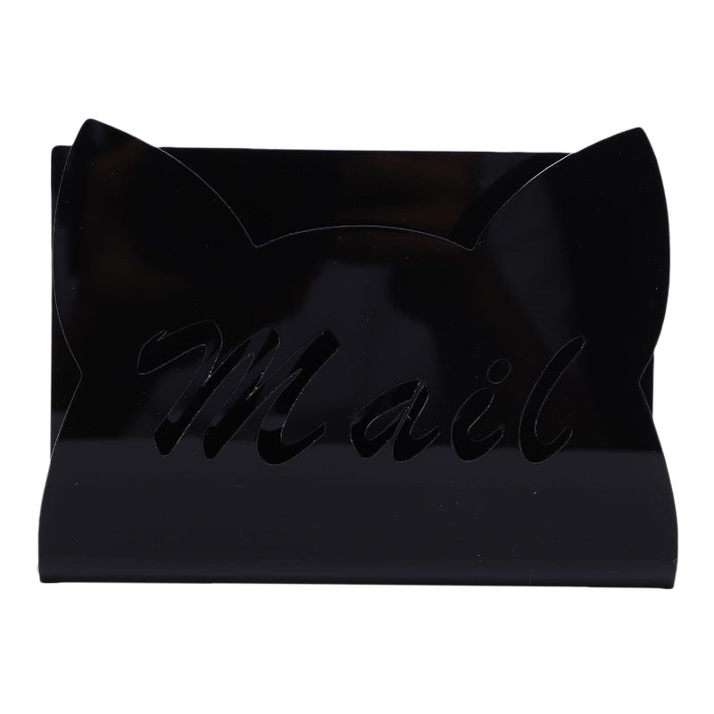 حامل بريد الأكريليك بتصميم أذن القط مع قاعدة مطاطية غير قابلة للانزلاق لتنظيم الرسائل لتخزين مكتب المنزل أو المكتب باللون الأسود - Image 2