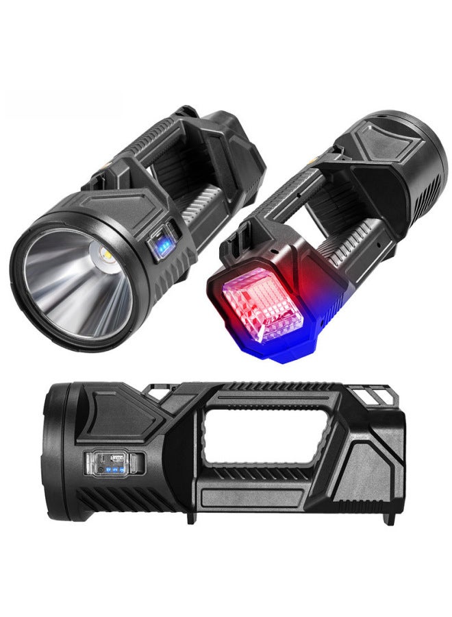 P70 Strong Light Searchlight Outdoor Multi-function Lighting LED Flashlight Long-range Charging Strong Light Portable Lamp-Color:W5161-1 Large Armored Portable Lamp - Image 2