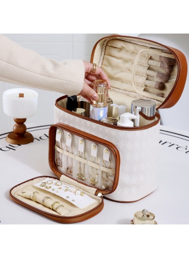 GGEROU حقيبة تخزين مستحضرات التجميل المحمولة متعددة الوظائف ذات السعة الكبيرة وحقيبة أدوات الزينة للسفر وحقيبة تخزين مستحضرات التجميل - Image 4