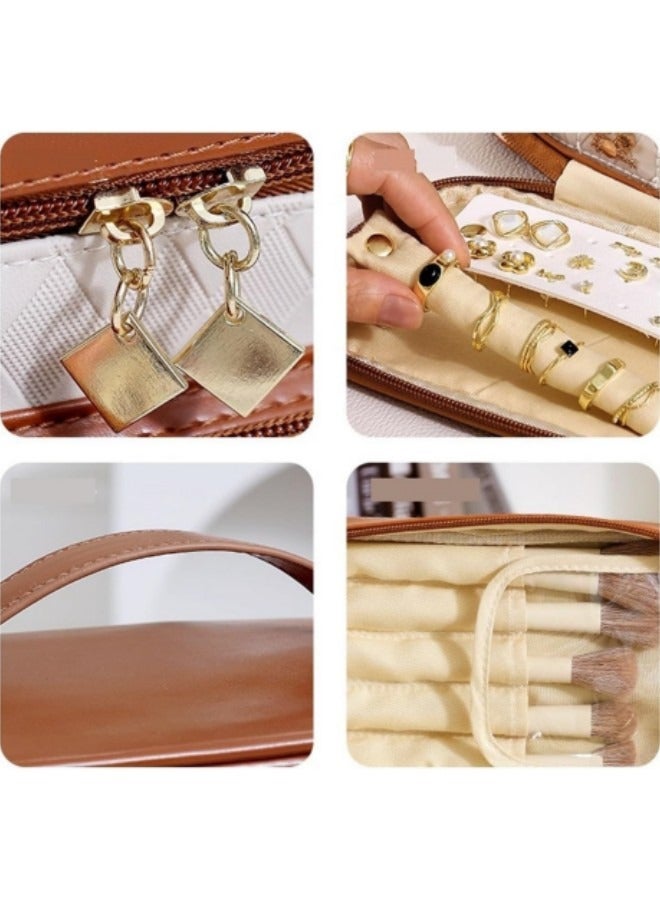 GGEROU حقيبة تخزين مستحضرات التجميل المحمولة متعددة الوظائف ذات السعة الكبيرة وحقيبة أدوات الزينة للسفر وحقيبة تخزين مستحضرات التجميل - Image 3