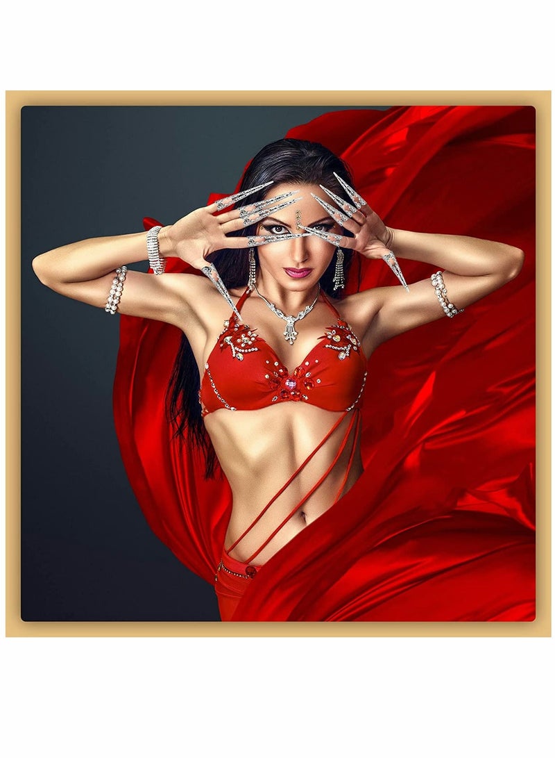 NIBEMINENT Nail, Finger Nail Claw, Ancient Queen Fingernail Metal Knuckle for Women Cosplay Costume Drama Dance Show, 20 Packs (Gold, Silver) - Image 4