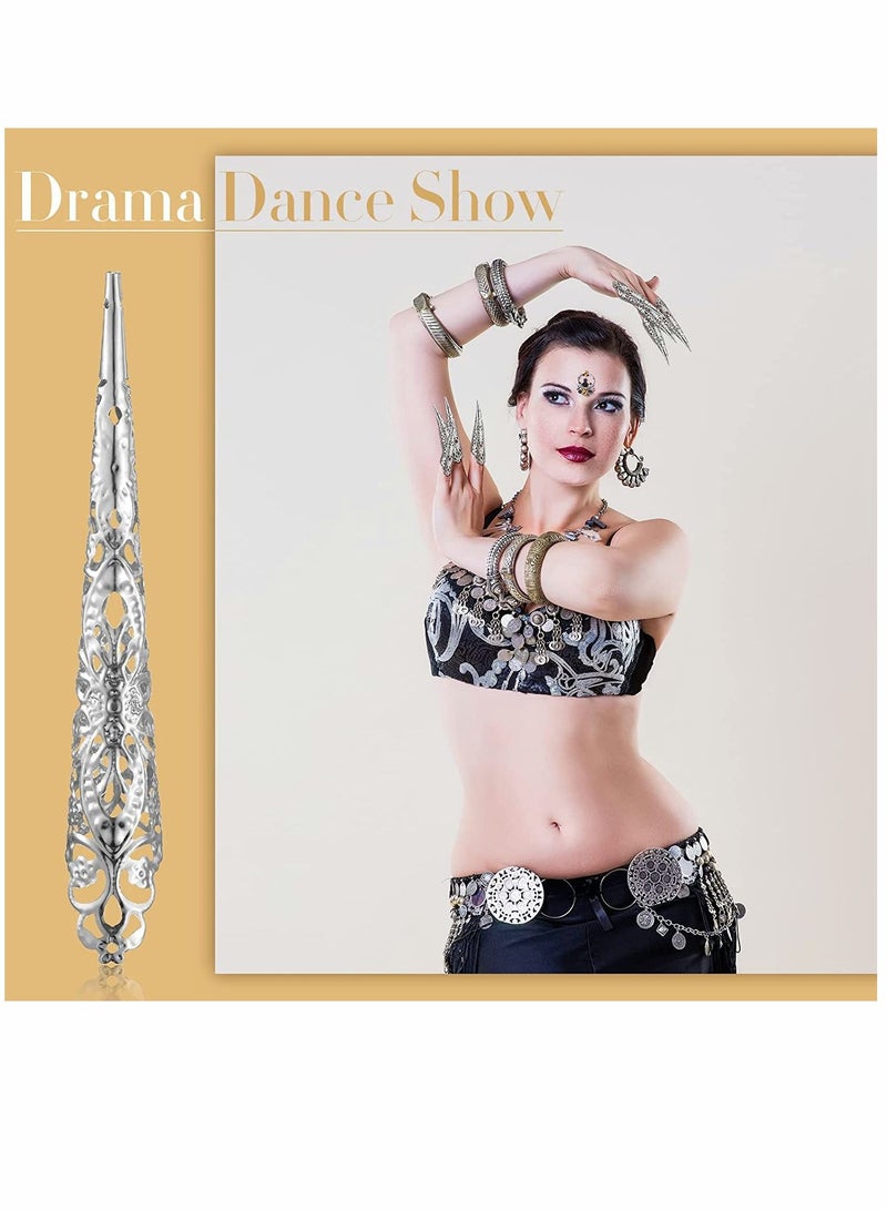 NIBEMINENT Nail, Finger Nail Claw, Ancient Queen Fingernail Metal Knuckle for Women Cosplay Costume Drama Dance Show, 20 Packs (Gold, Silver) - Image 2