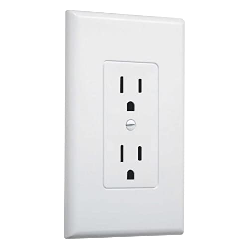 TayMac MW2500W Single-Gang Wallplate Non-Metallic Decorator Cover One Grounded Duplex, White Smooth(Pack of 5) - Image 1