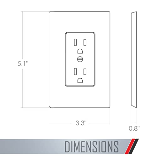 TayMac MW2500W Single-Gang Wallplate Non-Metallic Decorator Cover One Grounded Duplex, White Smooth(Pack of 5) - Image 2