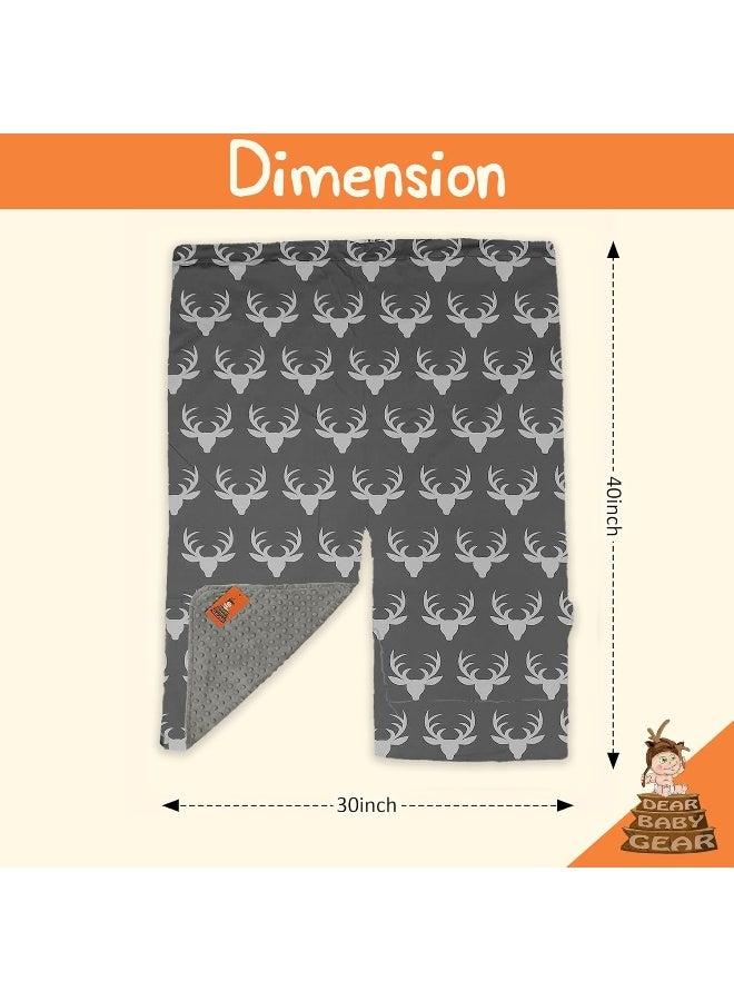 Dear Baby Gear Deluxe Car Seat Canopy, White Antlers, Grey Minky Dot - Image 4