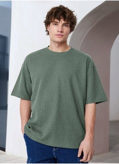 Basic Mint Oversize/Wide Cut Textured Waffle Short Sleeve T-Shirt TMNSS22TS00049