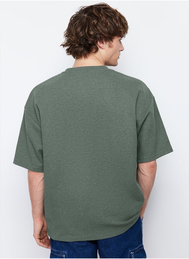 trendyol - Basic Mint Oversize/Wide Cut Textured Waffle Short Sleeve T-Shirt TMNSS22TS00049 - Image 1