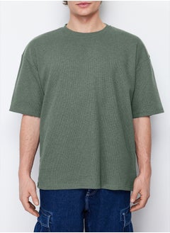 trendyol Basic Mint Oversize/Wide Cut Textured Waffle Short Sleeve T-Shirt TMNSS22TS00049  - Image 5