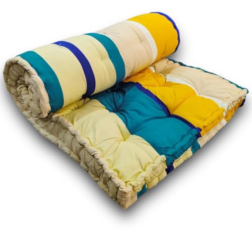 Deevine Craft 5-Inch Thick Soft Cotton Foldable Box Mattress, Foladable Rollable Portable Light Weight Cotton Mattress for Floor Gadda 3D Beige Design (48X72X5 inch) - Image 3
