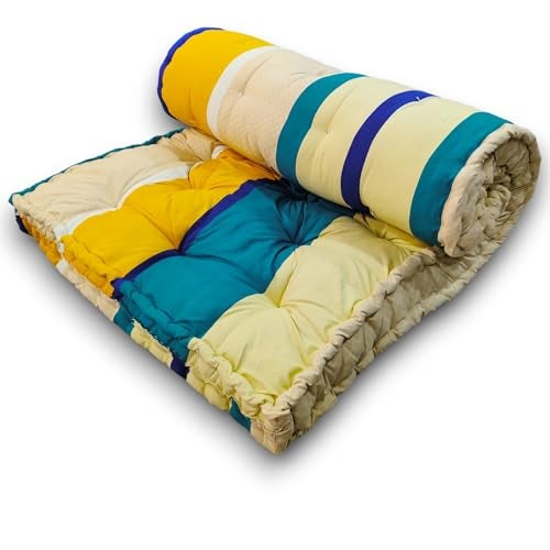 Deevine Craft 5-Inch Thick Soft Cotton Foldable Box Mattress, Foladable Rollable Portable Light Weight Cotton Mattress for Floor Gadda 3D Beige Design (48X72X5 inch) - Image 5