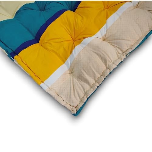 Deevine Craft 5-Inch Thick Soft Cotton Foldable Box Mattress, Foladable Rollable Portable Light Weight Cotton Mattress for Floor Gadda 3D Beige Design (48X72X5 inch) - Image 2