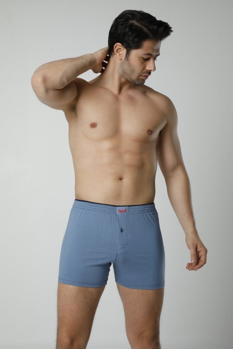 HMD 305 6-Piece Button Detail Lycra Men's Boxer Briefs - Blue 