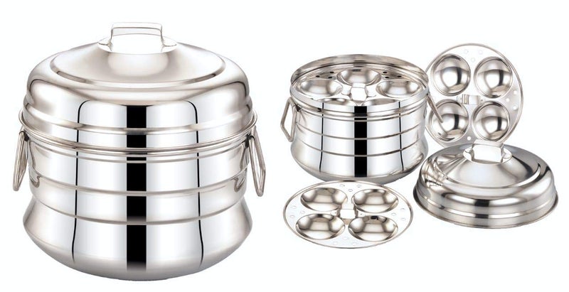 Diamond Diamond Stainless Steel Idly Pot 13 Idlies, 3 Plates, Steel - Image 1