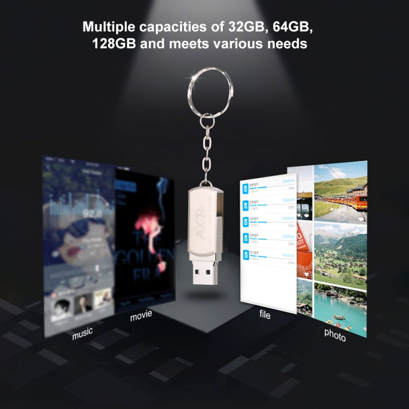 USB Flash Drive: 32GB 64GB 128GB Metal Case Durable Mini Size With Ring Portable - Fast Transfer Multiple Protection for Car Audio Smart TV Laptop Data Storage - Image 5