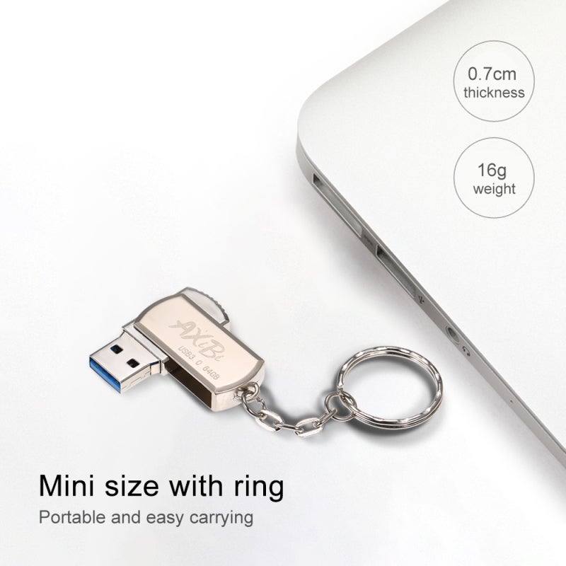USB Flash Drive: 32GB 64GB 128GB Metal Case Durable Mini Size With Ring Portable - Fast Transfer Multiple Protection for Car Audio Smart TV Laptop Data Storage - Image 3