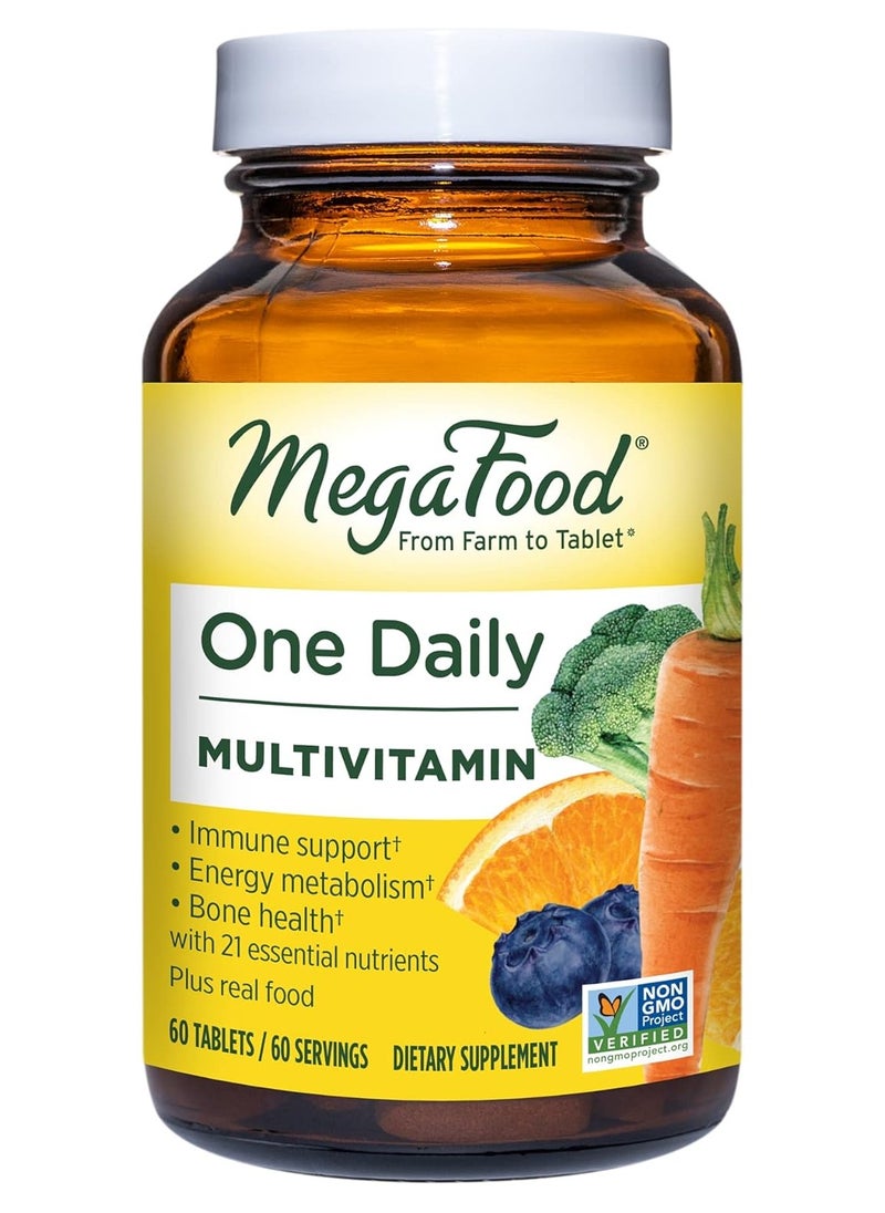 MegaFood - MegaFood One Daily - Supports Overall Health - Multivitamin with B Vitamins and Food Blend - Gluten-Free, Vegetarian, and Made without Dairy - 60 Tabs - Image 1
