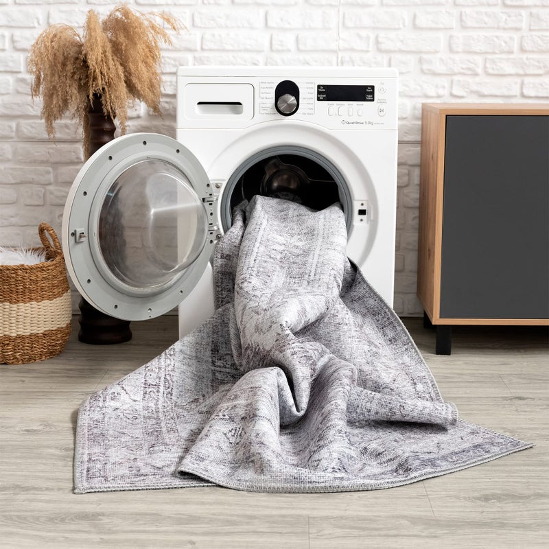 Bloom Rugs بلوم سجاد قابلة للانزلاق غير قابلة للانزلاق 12 قدم - عداء الأزرق/البيج التقليدي لحمام مدخل المدخل والمطبخ - الحجم الدقيق: 2.5 "× 12"  - Image 4