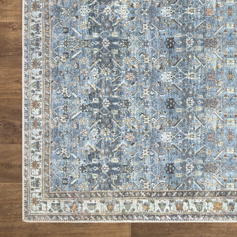 Bloom Rugs بلوم سجاد قابلة للانزلاق غير قابلة للانزلاق 12 قدم - عداء الأزرق/البيج التقليدي لحمام مدخل المدخل والمطبخ - الحجم الدقيق: 2.5 "× 12"  - Image 5