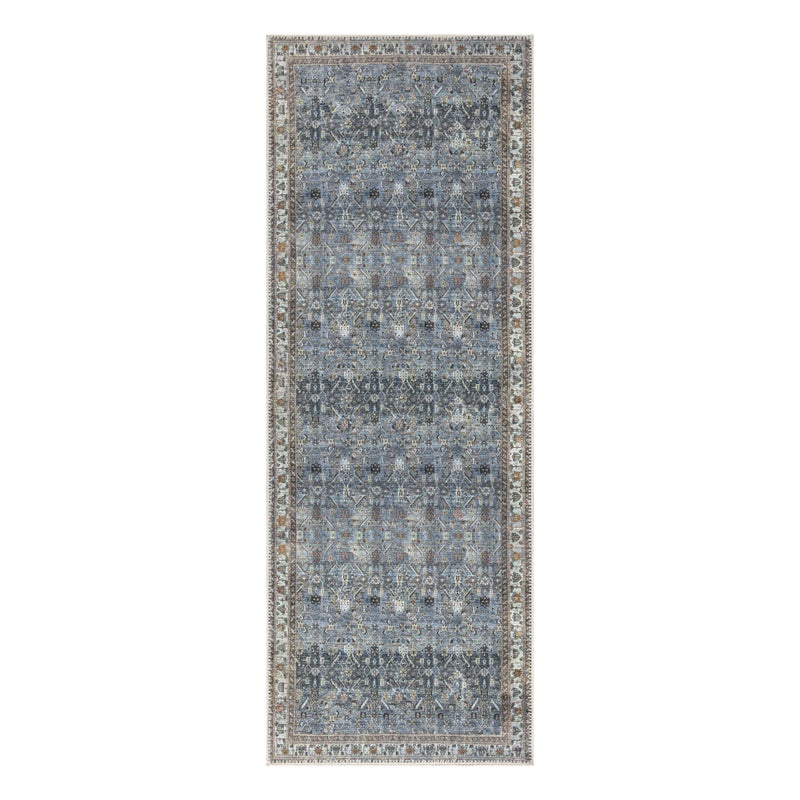 Bloom Rugs بلوم سجاد قابلة للانزلاق غير قابلة للانزلاق 12 قدم - عداء الأزرق/البيج التقليدي لحمام مدخل المدخل والمطبخ - الحجم الدقيق: 2.5 "× 12"  - Image 2