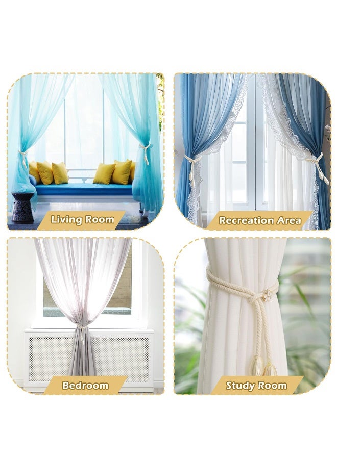 4 Pack Curtain Tiebacks, Curtain Rope Buckle Elegant Boho Style Curtain Tiebacks Hand Knitted Curtain Tie Backs for Home, Office, Living Room, Bedroom - Image 4