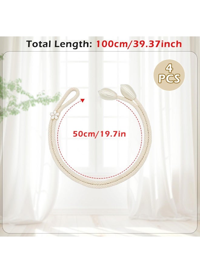 4 Pack Curtain Tiebacks, Curtain Rope Buckle Elegant Boho Style Curtain Tiebacks Hand Knitted Curtain Tie Backs for Home, Office, Living Room, Bedroom - Image 2