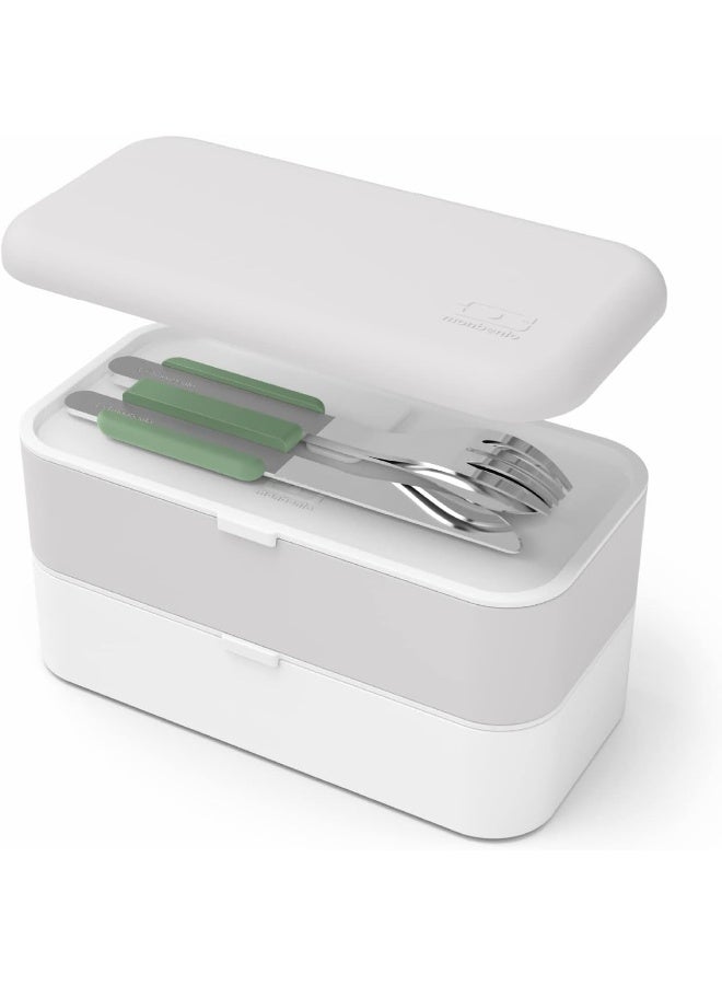 monbento - Cutlery Set Lunch Box Slim Natural Green - 3 Pieces Fork Knife Spoon - Nomadic Cutlery for MB Original and MB Square Bentos - Work/School/Picnic - Stainless steel - Image 4