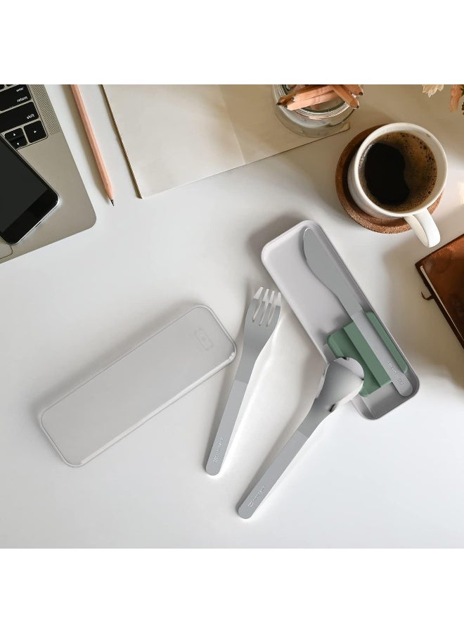monbento - Cutlery Set Lunch Box Slim Natural Green - 3 Pieces Fork Knife Spoon - Nomadic Cutlery for MB Original and MB Square Bentos - Work/School/Picnic - Stainless steel - Image 5