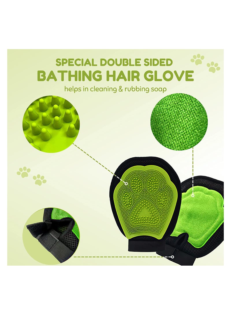 مس تيارا مجموعة أدوات العناية بالحيوانات الأليفة، فرشاة القطط، فرشاة الكلاب، فرشاة تنظيف ذاتية، قفازات استحمام للحيوانات الأليفة ومشط - مجموعة 3 في 1 للعناية بالحيوانات الأليفة، أداة تنظيف وتدليك ذات قفاز مزدوج الوجه - Image 4