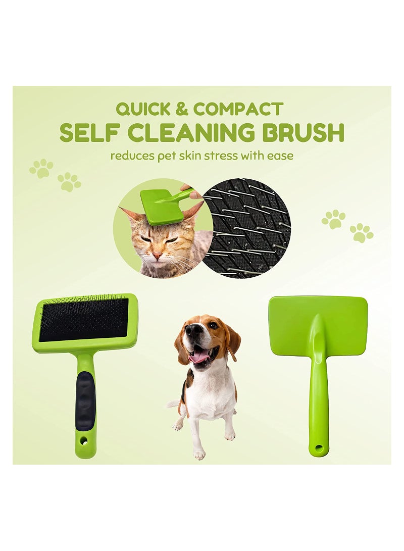 مس تيارا مجموعة أدوات العناية بالحيوانات الأليفة، فرشاة القطط، فرشاة الكلاب، فرشاة تنظيف ذاتية، قفازات استحمام للحيوانات الأليفة ومشط - مجموعة 3 في 1 للعناية بالحيوانات الأليفة، أداة تنظيف وتدليك ذات قفاز مزدوج الوجه - Image 5
