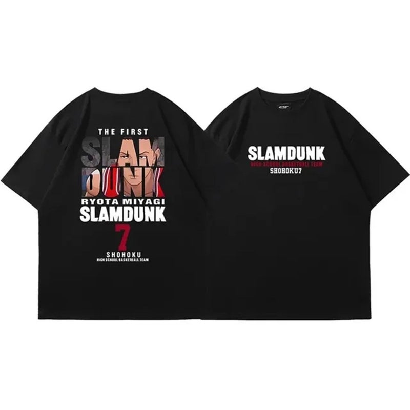 2024 Anime Slam Dunk Printed Men'S Oversized Japanese Cotton Short-Sleeved Cotton T-Shirt - Image 5