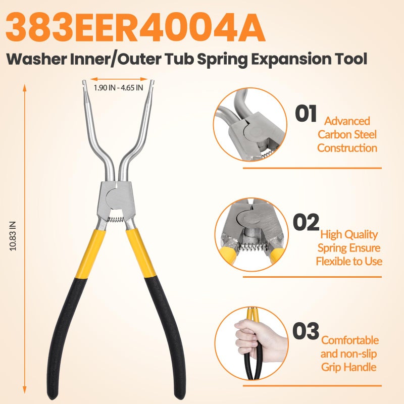 Sunluway 383EER4004A/383EER4001A Washer Spring Expansion Removal Tool for LG Samsung Whirlpool and Kenmore 4986ER0004F/B/G Washing Machine Inner Outer Door Boot Seal Spring Clamp Removal Tool - Image 3