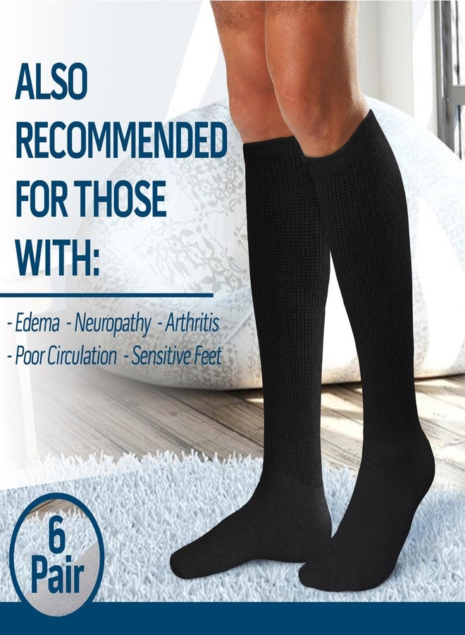 Diamond Star 12 Pairs Diabetic Knee High Socks for Men – Over the Calf Cotton Socks, Non-Binding Comfortable Fit – Men’s Shoe Size 9–12 (12 Pairs Black) - Image 3