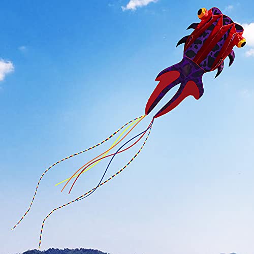 kizh Kite Giant 3D Goldfish Frameless Soft Parafoil Kite for Kids and Adults Easy Flyer Kites for Beach Park Garden Playground with 50m Line and 2 Kites Tail - Image 4