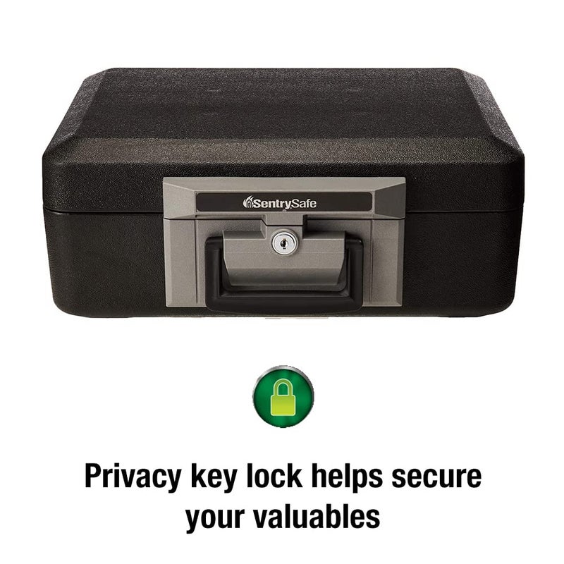 SentrySafe Fireproof Safe Box with Key Lock, Chest Safe with Carrying Handle to Secure Money, Jewelry, Documents, 0.25 Cubic Feet, 6.3 x 15.3 x 12.1 Inches, 1160 - Image 4