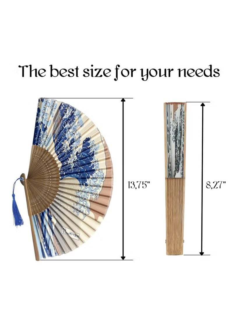 Unewshi Folding Bamboo Hand Fan for Women: Wooden, Silk, and Paper Options. Ideal for Weddings, Home. - Image 2