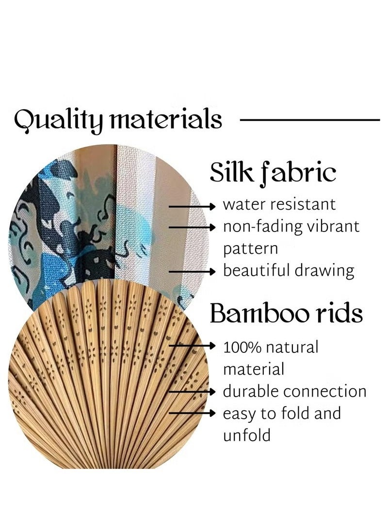 Unewshi Folding Bamboo Hand Fan for Women: Wooden, Silk, and Paper Options. Ideal for Weddings, Home. - Image 3
