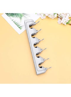 erorex Broom Mop Holder Wall Mounted 5 Slots 6 Hooks Broom Organizer Storage Hooks Hangers For Bathroom Laundry Room Kitchen Gray  - Image 5
