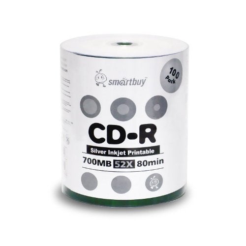 Smartbuy 100-disc 700mb/80min 52x CD-R Silver Inkjet Hub Printable Blank Recordable Media Disc - Image 2