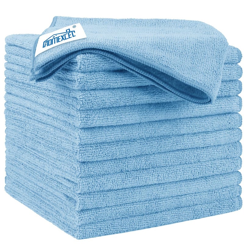 HOMEXCEL 12 Pack Blue Microfibre Car Cloths Rag Towels, 30x30 cm - Image 1