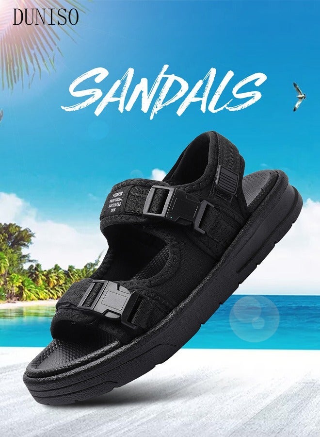 DUNISO Men's Sandals Lightweight Slide Sandal with Non-slip Soles Thick Sole Beach Sandal Open Toe Breathable Slip-on Sandal House Flat Sandal for Indoor and Outdoor - Image 5