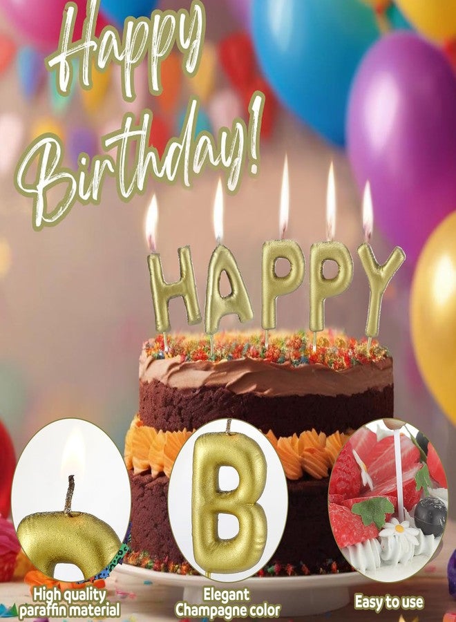 MTLEE 23 Pcs Happy Birthday Balloon Candles Cake Topper Letters Numeral Cake Candles for Birthday Decoration Party Supplies, Gold - Image 3