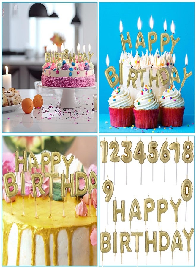 MTLEE 23 Pcs Happy Birthday Balloon Candles Cake Topper Letters Numeral Cake Candles for Birthday Decoration Party Supplies, Gold - Image 4