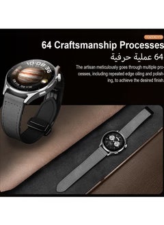 Generic 22mm Leather Watch Strap with Magnetic Buckle Design, Compatible with Huawei GT3/4 46mm, GT3 Pro, Huawei Watch 3, GT2e, GT2 Pro, GT2 42/46mm, Samsung Galaxy Watch 3 45mm/Gear S3(Grey)  - Image 3
