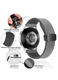 Generic 22mm Leather Watch Strap with Magnetic Buckle Design, Compatible with Huawei GT3/4 46mm, GT3 Pro, Huawei Watch 3, GT2e, GT2 Pro, GT2 42/46mm, Samsung Galaxy Watch 3 45mm/Gear S3(Grey)  - Image 4