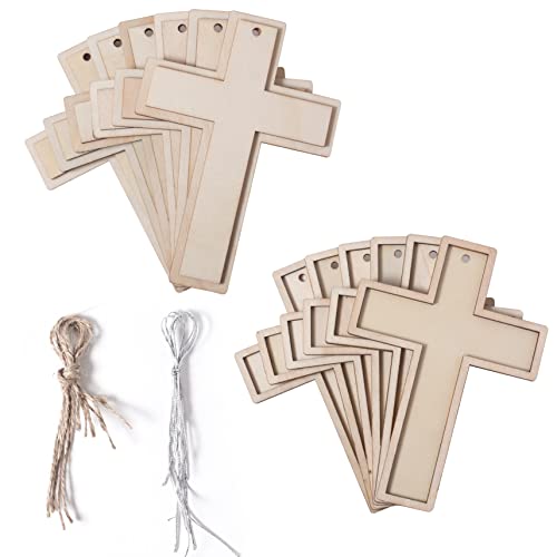 Cregugua 12 Pack Unfinished Poplar Plywood Wooden Cross for DIY Crafts - Image 1
