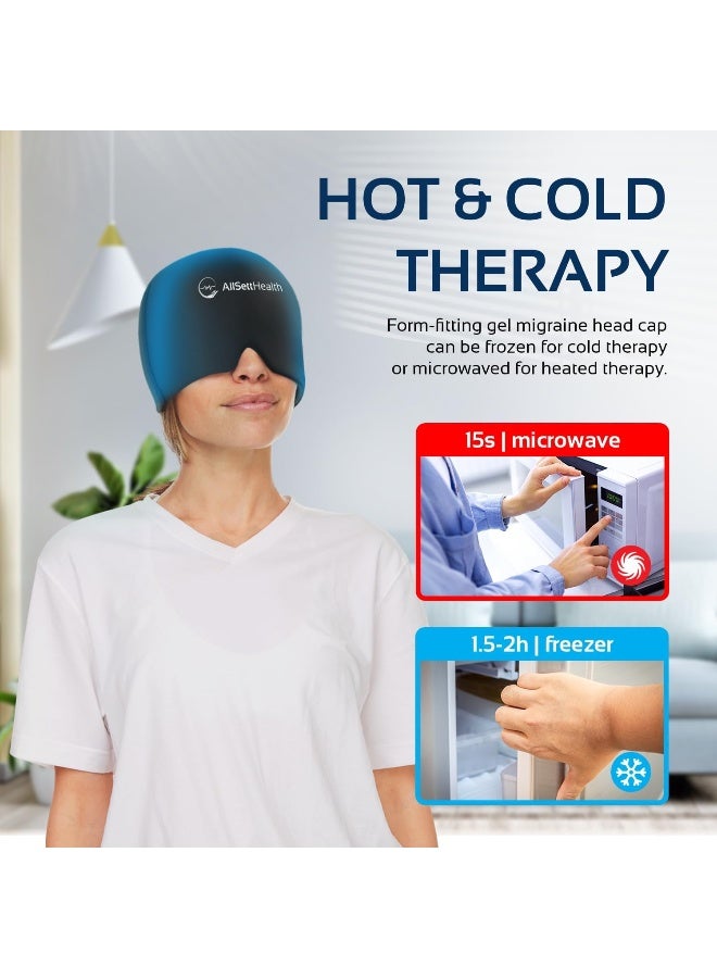 AllSett Health AllSett Health Migraine Relief Cap - Cold Headache Hat for Migraine | Headache Mask & Migraine Hat - Hot and Cold Therapy Cap for Puffy Eyes, Tension, Sinus and Stress Relief - Image 4
